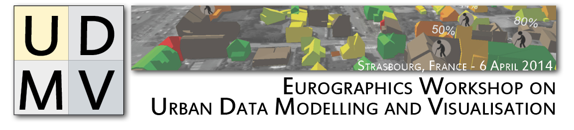 UDMV logo image, Eurographics Workshop on Urban Data Modelling and Visualisation, Girona, Spain, 5 may 2013